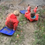 sliding in the mud